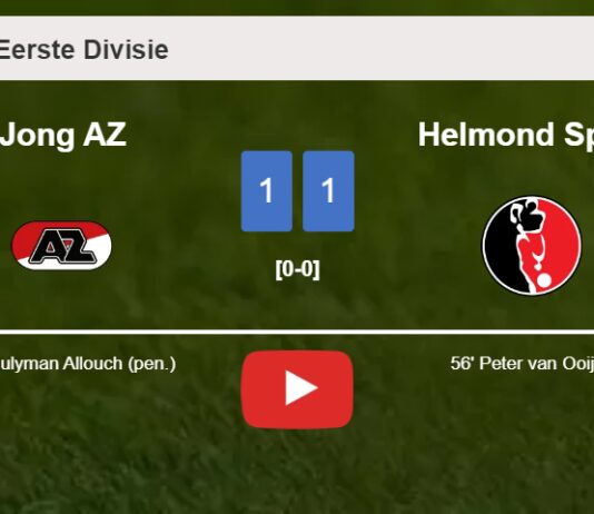 Jong AZ and Helmond Sport draw 1-1 on Monday. HIGHLIGHTS