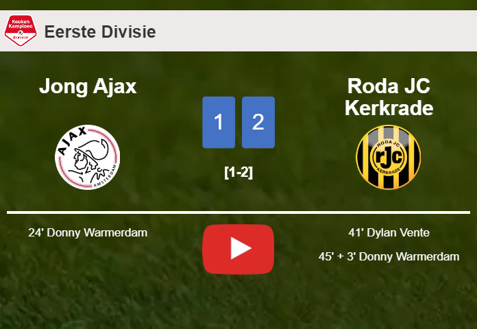 Roda JC Kerkrade recovers a 0-1 deficit to conquer Jong Ajax 2-1. HIGHLIGHTS