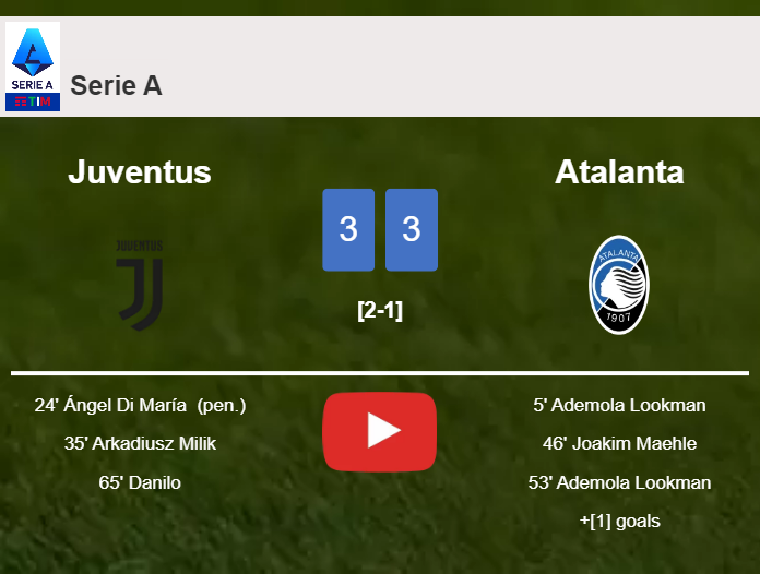 Juventus and Atalanta draws a exciting match 3-3 on Sunday. HIGHLIGHTS