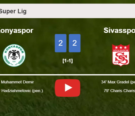 Konyaspor and Sivasspor draw 2-2 on Wednesday. HIGHLIGHTS