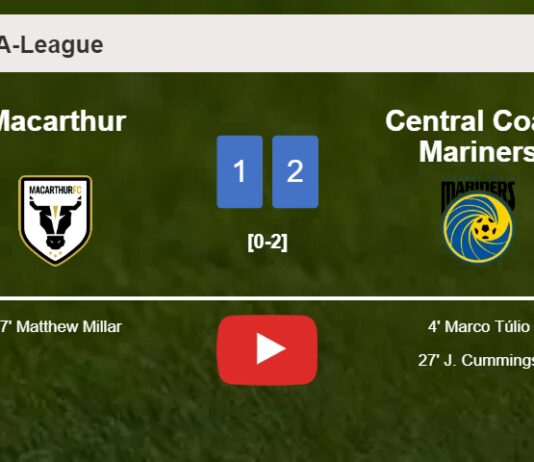 Central Coast Mariners prevails over Macarthur 2-1. HIGHLIGHTS