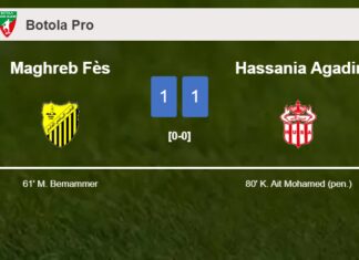 Maghreb Fès and Hassania Agadir draw 1-1 on Saturday
