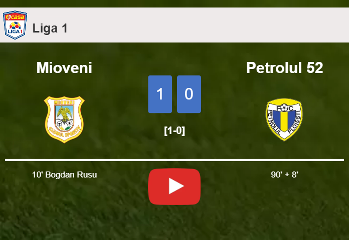 Mioveni prevails over Petrolul 52 1-0 with a goal scored by . HIGHLIGHTS
