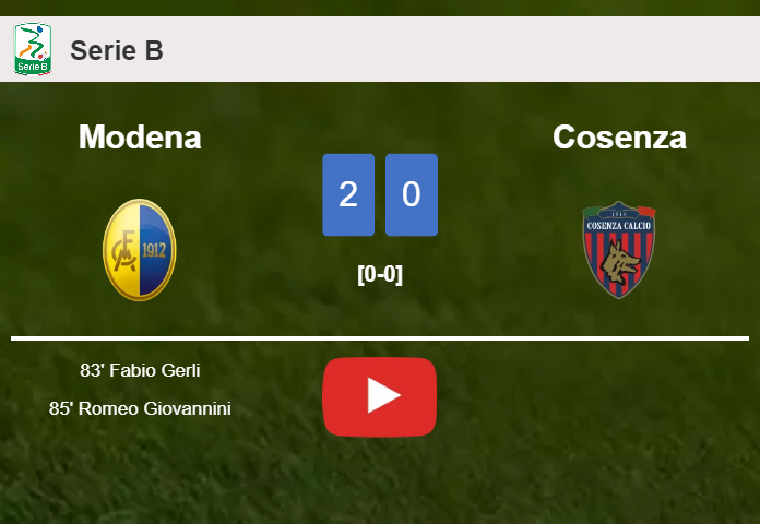 Modena surprises Cosenza with a 2-0 win. HIGHLIGHTS