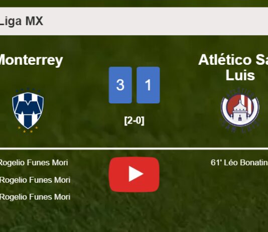 Monterrey prevails over Atlético San Luis 3-1 with 3 goals from R. Funes. HIGHLIGHTS