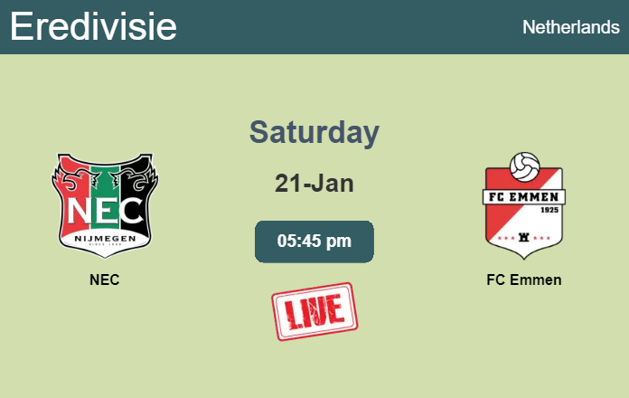 How to watch NEC vs. FC Emmen on live stream and at what time