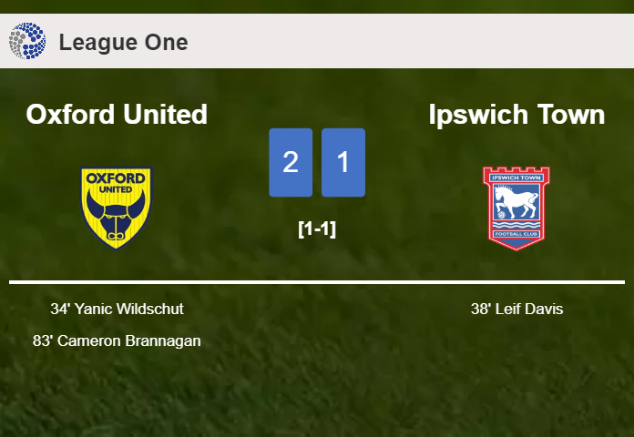 Oxford United prevails over Ipswich Town 2-1