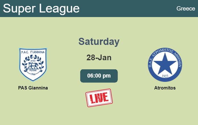How to watch PAS Giannina vs. Atromitos on live stream and at what time