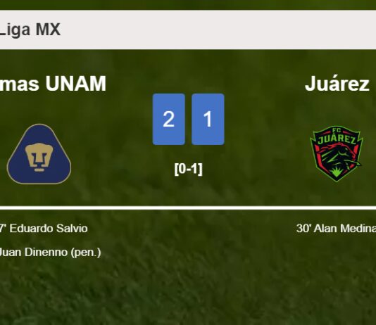 Pumas UNAM recovers a 0-1 deficit to defeat Juárez 2-1