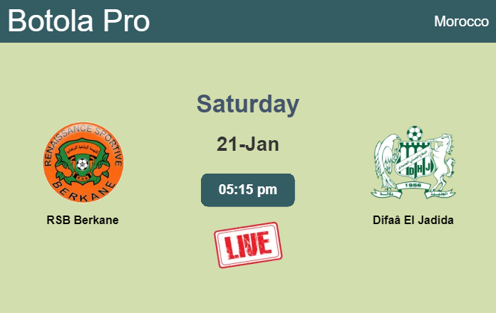 How to watch RSB Berkane vs. Difaâ El Jadida on live stream and at what time