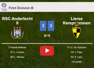 RSC Anderlecht II and Lierse Kempenzonen draws a frantic match 3-3 on Sunday. HIGHLIGHTS