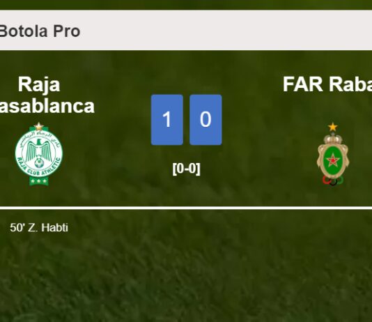 Raja Casablanca beats FAR Rabat 1-0 with a goal scored by Z. Habti