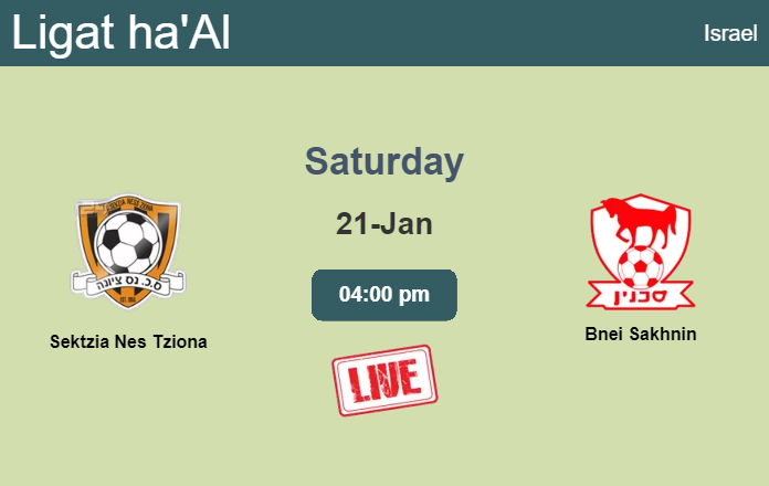 How to watch Sektzia Nes Tziona vs. Bnei Sakhnin on live stream and at what time
