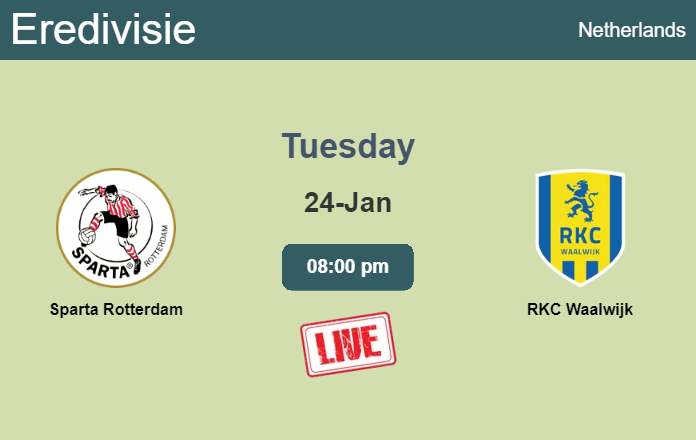 How to watch Sparta Rotterdam vs. RKC Waalwijk on live stream and at what time