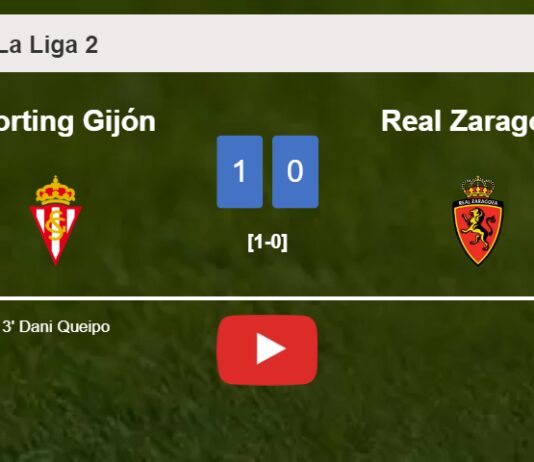 Sporting Gijón tops Real Zaragoza 1-0 with a goal scored by D. Queipo. HIGHLIGHTS