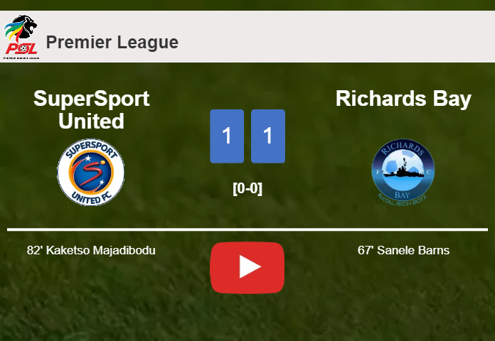 SuperSport United and Richards Bay draw 1-1 after Tshepo Mabua squandered a penalty. HIGHLIGHTS