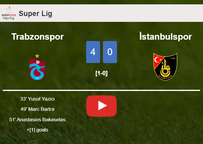 Trabzonspor obliterates İstanbulspor 4-0 . HIGHLIGHTS
