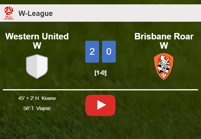 Western United W prevails over Brisbane Roar W 2-0 on Saturday. HIGHLIGHTS