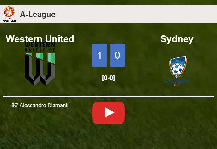 Western United prevails over Sydney 1-0 with a late goal scored by A. Diamanti. HIGHLIGHTS