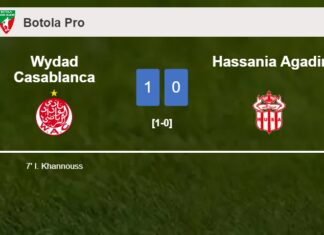 Wydad Casablanca prevails over Hassania Agadir 1-0 with a goal scored by I. Khannouss