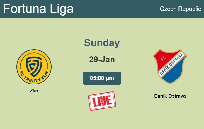 How to watch Zlín vs. Baník Ostrava on live stream and at what time