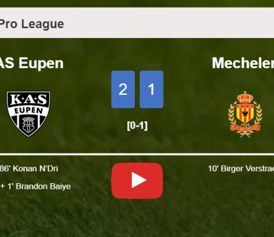 AS Eupen recovers a 0-1 deficit to prevail over Mechelen 2-1. HIGHLIGHTS