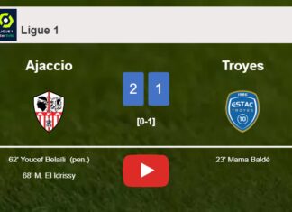 Ajaccio recovers a 0-1 deficit to overcome Troyes 2-1. HIGHLIGHTS