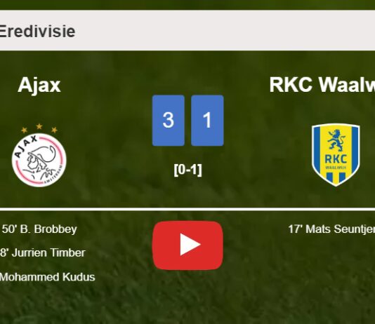 Ajax overcomes RKC Waalwijk 3-1 after recovering from a 0-1 deficit. HIGHLIGHTS