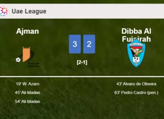 Ajman overcomes Dibba Al Fujairah 3-2