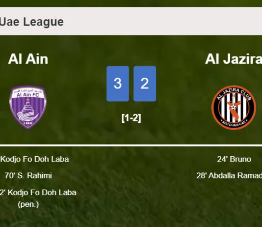 Al Ain beats Al Jazira 3-2 with 2 goals from K. Fo
