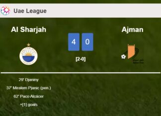 Al Sharjah demolishes Ajman 4-0 with a great performance