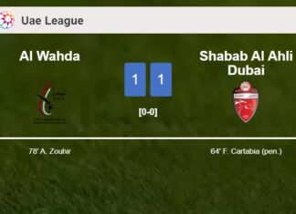 Al Wahda and Shabab Al Ahli Dubai draw 1-1 on Friday