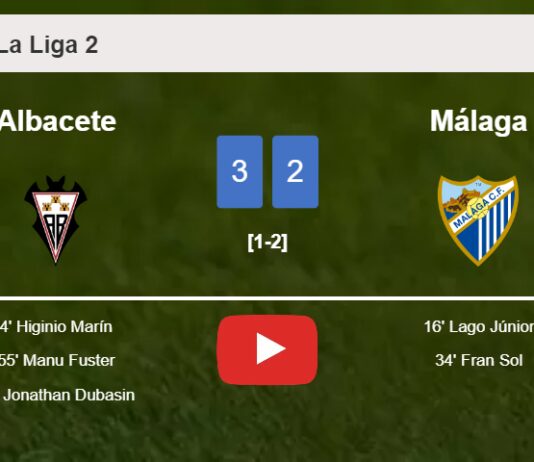 Albacete conquers Málaga after recovering from a 1-2 deficit. HIGHLIGHTS