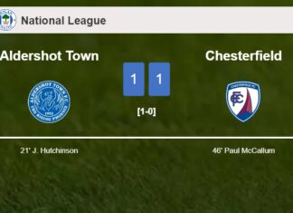 Aldershot Town and Chesterfield draw 1-1 on Tuesday
