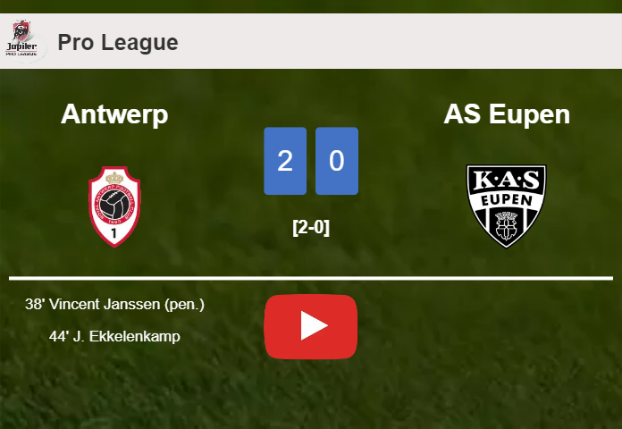 Antwerp surprises AS Eupen with a 2-0 win. HIGHLIGHTS