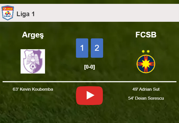FCSB beats Argeş 2-1. HIGHLIGHTS