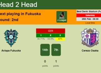 H2H, prediction of Avispa Fukuoka vs Cerezo Osaka with odds, preview, pick, kick-off time 25-02-2023 - J-League