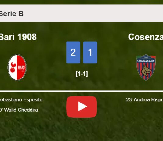Bari 1908 beats Cosenza 2-1. HIGHLIGHTS