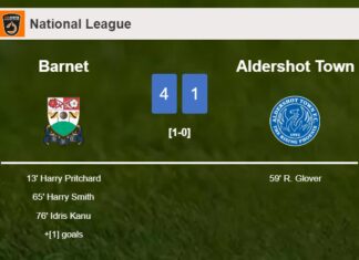 Barnet obliterates Aldershot Town 4-1 with an outstanding performance