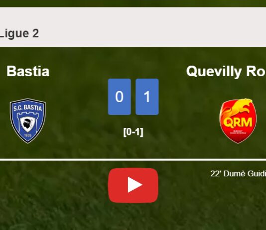 Quevilly Rouen defeats Bastia 1-0 with a late and unfortunate own goal from D. Guidi. HIGHLIGHTS