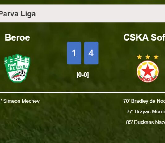 CSKA Sofia defeats Beroe 4-1 after recovering from a 0-1 deficit