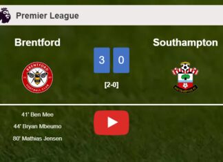 Brentford conquers Southampton 3-0. HIGHLIGHTS