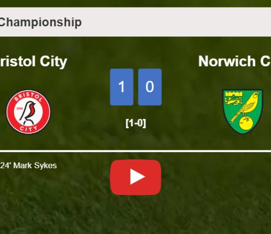 Bristol City tops Norwich City 1-0 with a goal scored by M. Sykes. HIGHLIGHTS