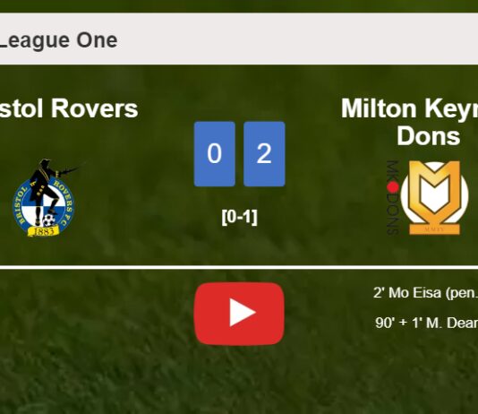 Milton Keynes Dons beats Bristol Rovers 2-0 on Saturday. HIGHLIGHTS