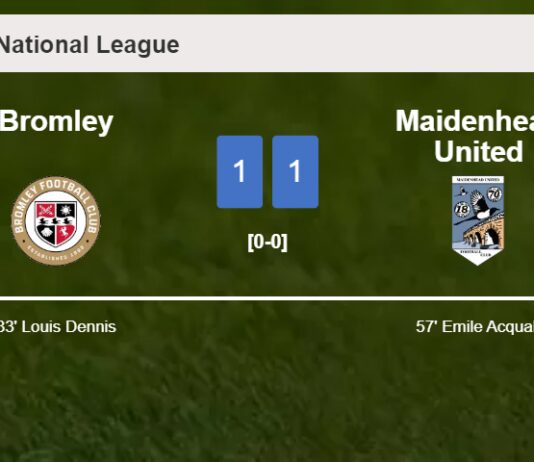 Bromley and Maidenhead United draw 1-1 on Saturday