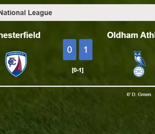 Oldham Athletic defeats Chesterfield 1-0 with a goal scored by D. Green