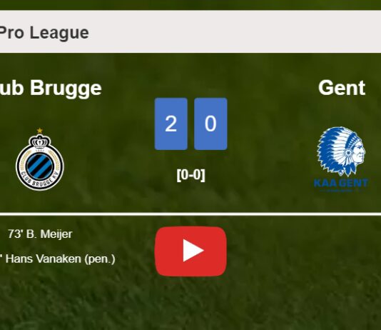 Club Brugge tops Gent 2-0 on Sunday. HIGHLIGHTS
