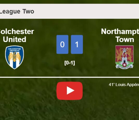 Northampton Town overcomes Colchester United 1-0 with a goal scored by L. Appéré. HIGHLIGHTS