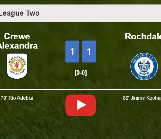 Crewe Alexandra and Rochdale draw 1-1 on Saturday. HIGHLIGHTS