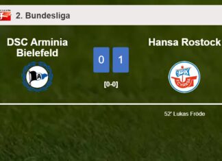 Hansa Rostock defeats DSC Arminia Bielefeld 1-0 with a goal scored by L. Fröde
